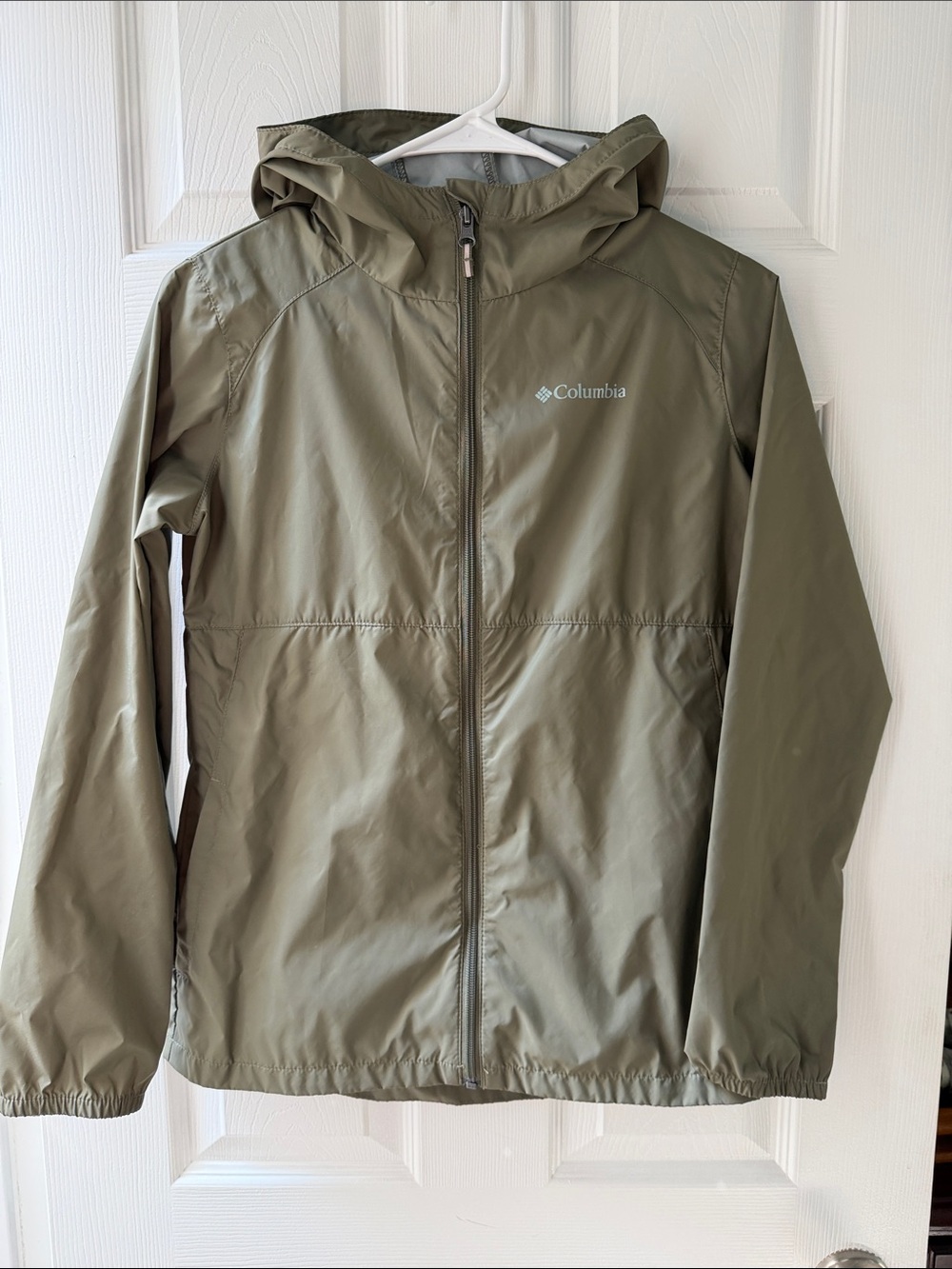 Columbia Girls Switchback II Shell Olive Hooded Rain Jacket 14/16